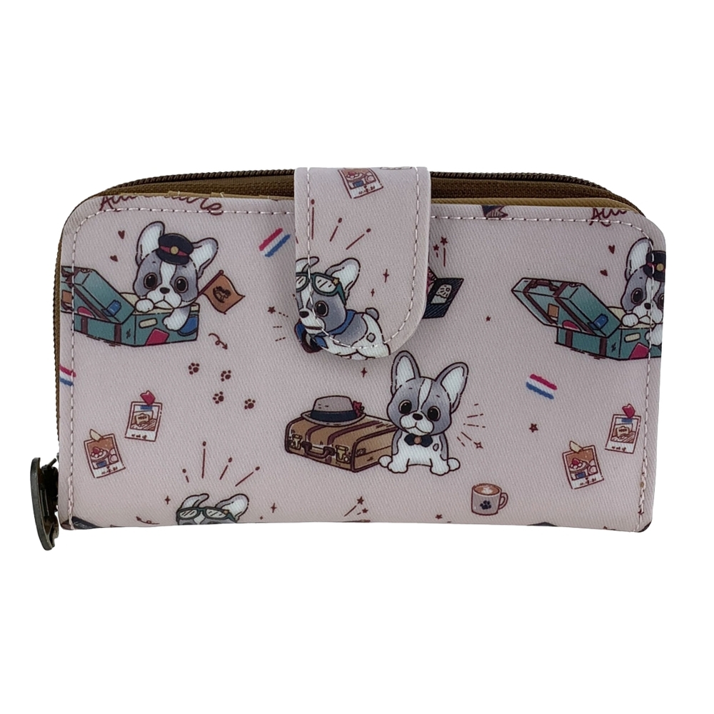Waterproof Frenchie Medium Snap Fold Wallet Purse Coin Pouch